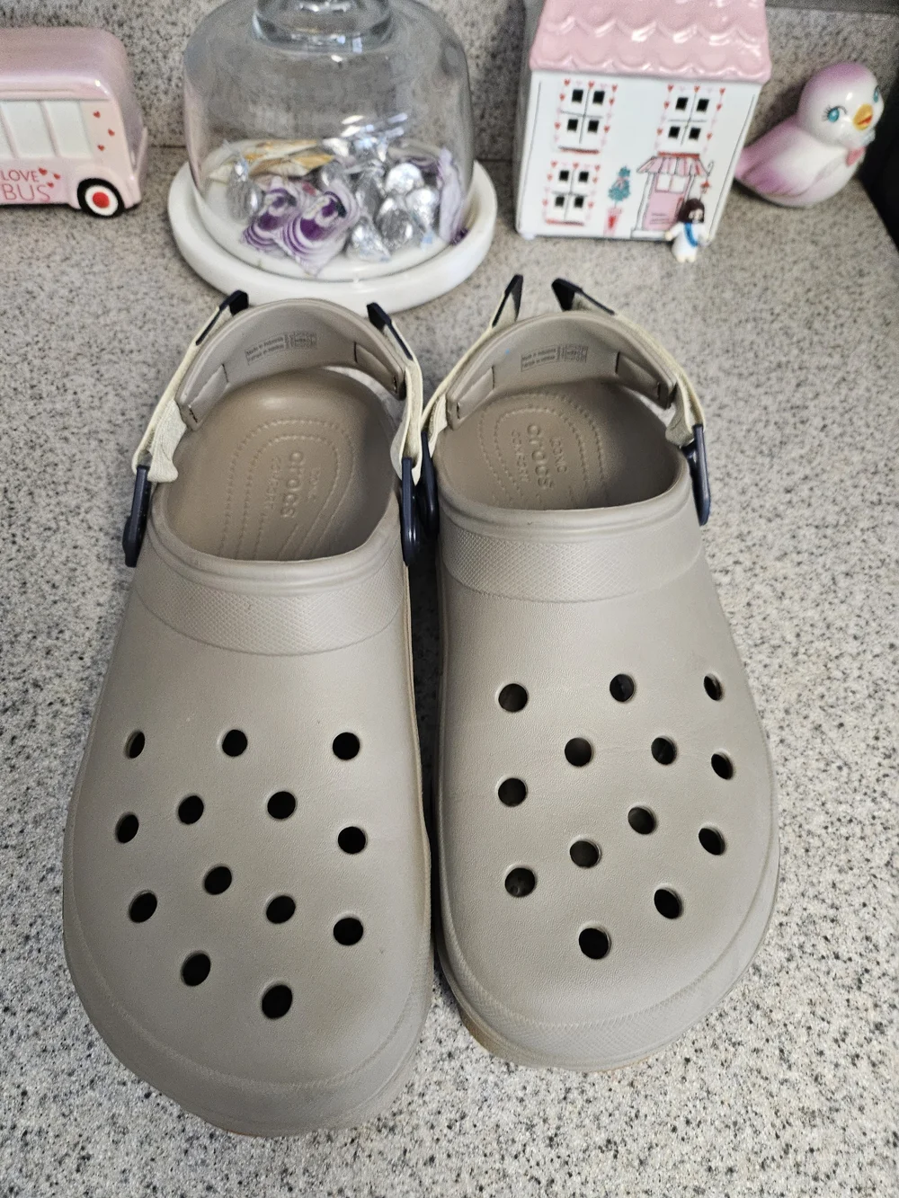 Beige Comfort Clogs with Adjustable Strap
